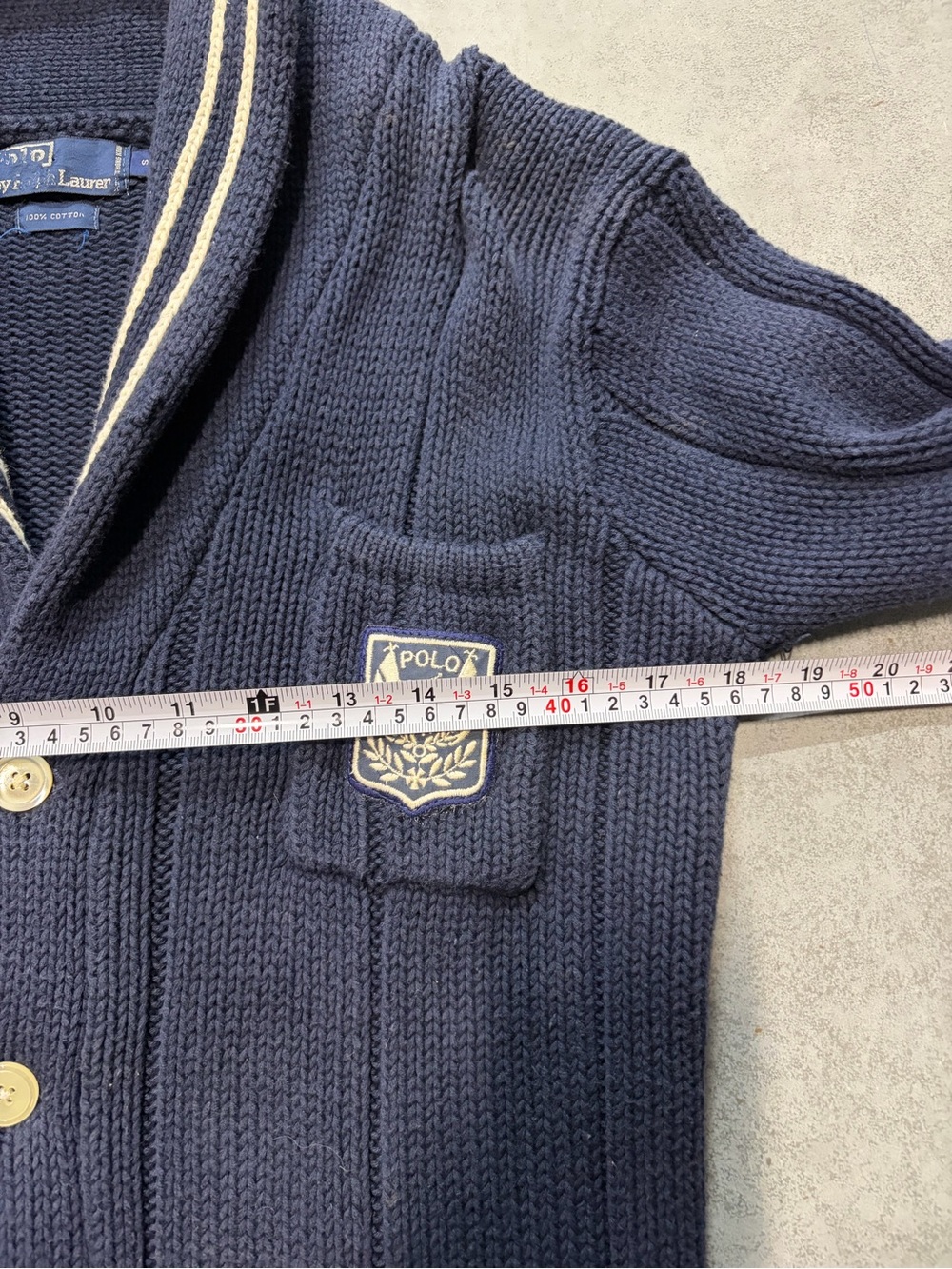 Men’s Polo Ralph Lauren Navy Shawl Collar Button vintage old money Cardigan - Picture 4 of 6